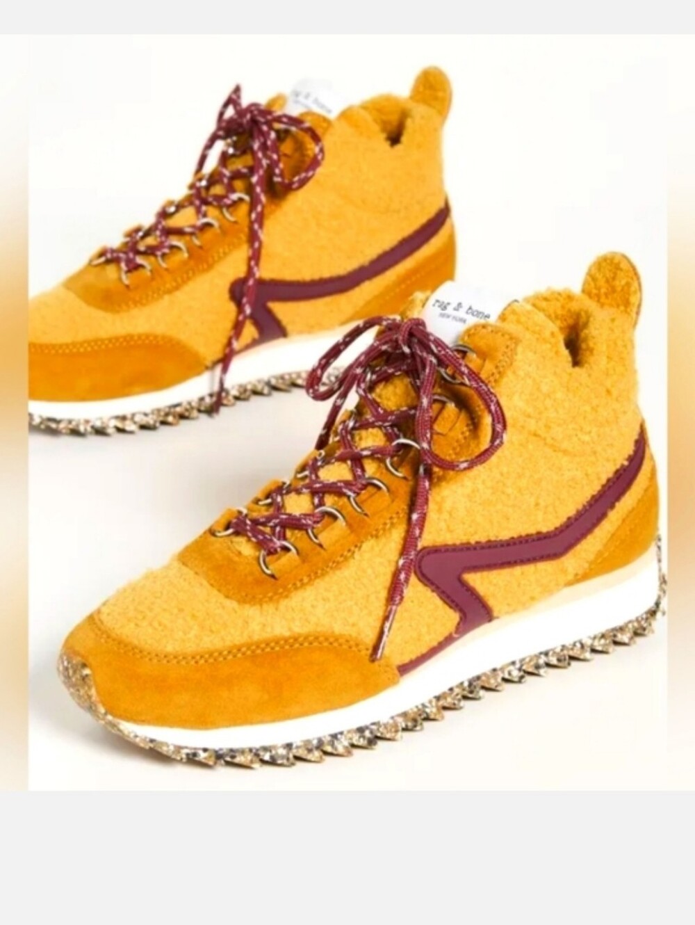 Rag & Bone Retro Hiker Faux Shearling High Top Sneakers Size 37